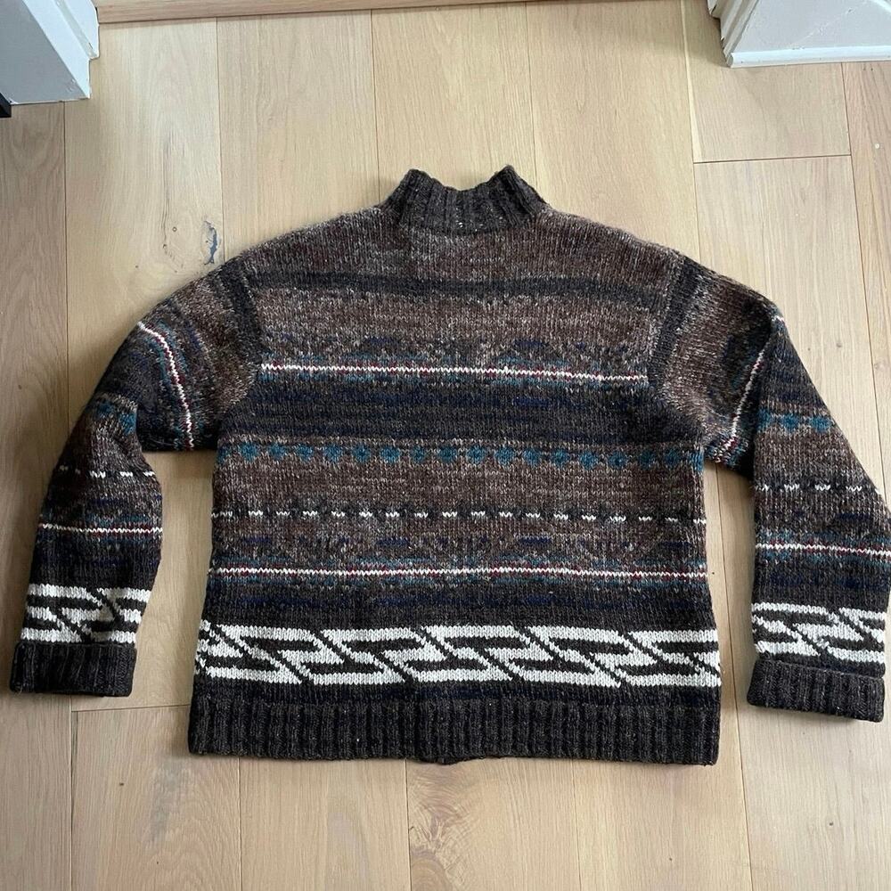 Women's Ralph Lauren Aztec full-zip Hand Knit Wool Cardigan XL - Picture 5 of 6